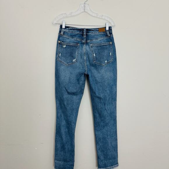 Judy Blue Distressed High Rise Straight Leg Jeans Women’s Size 27 - Picture 6 of 8